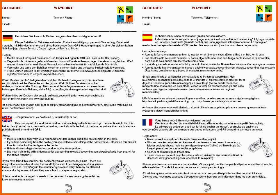 Wunderschönen Geocaching Logbuch Vorlage Word – Wordde
