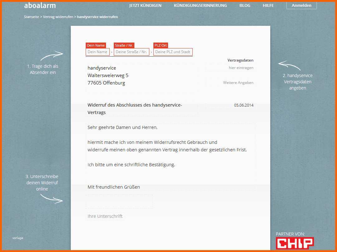 Wunderschönen Handyservice Widerruf Vorlage Download Chip