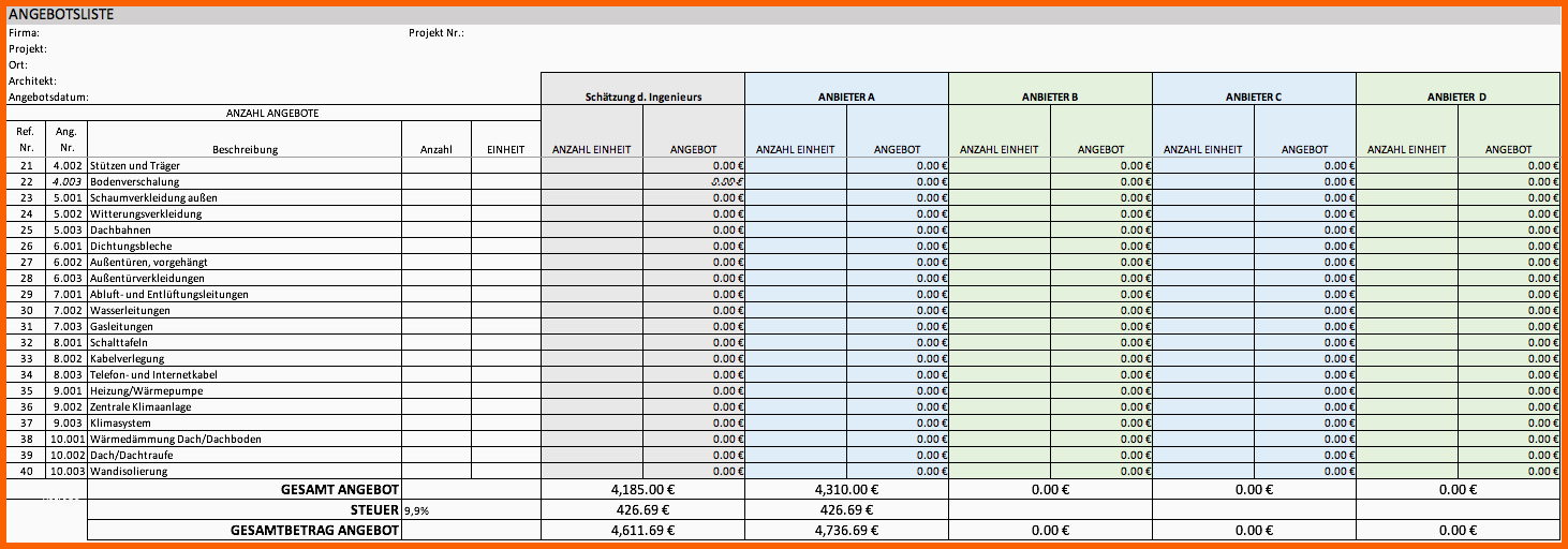 Wunderschönen Kostenlose Excel Vorlagen Für Bauprojektmanagement