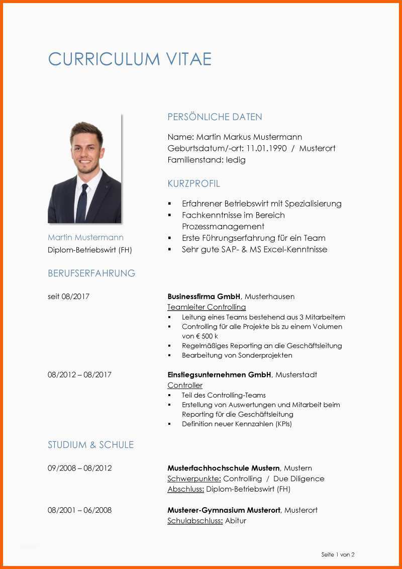Wunderschönen Lebenslauf Bewerbung Vorlage Word