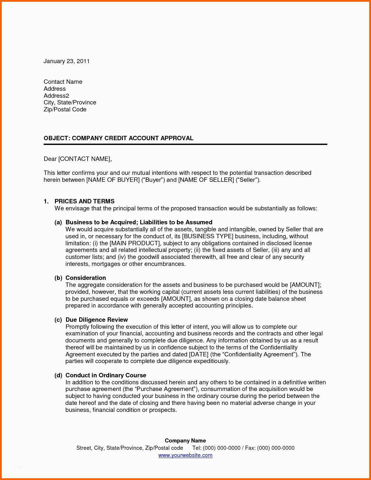 Wunderschönen Letter Intent to Purchase Business Template Download