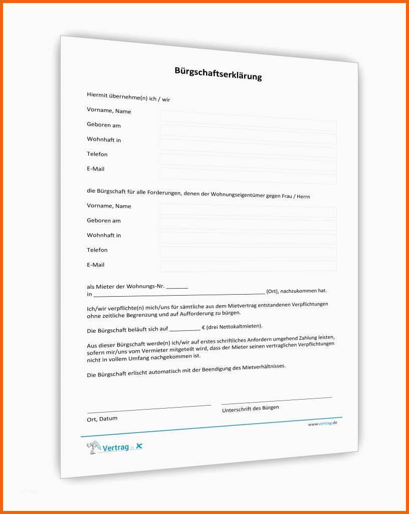 Wunderschönen Mietbürgschaft Muster Kostenlose Vordrucke Und