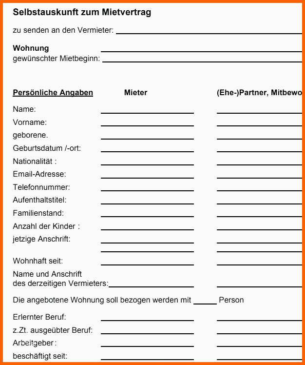 Wunderschönen Mieterselbstauskunft Word Download by Tablet Desktop