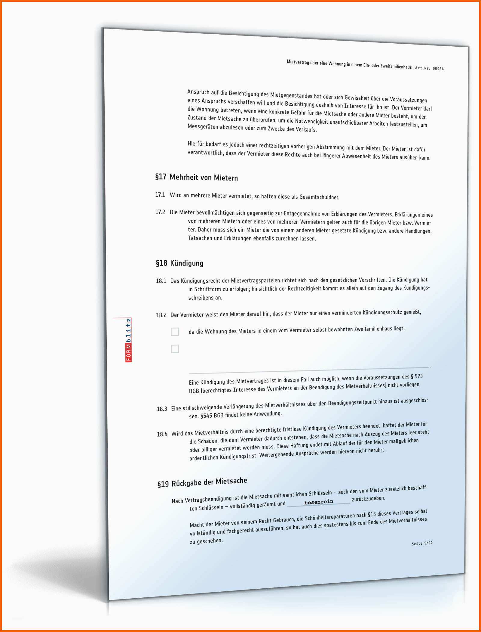Wunderschönen Mietvertrag Einliegerwohnung Muster Als Doc & Pdf