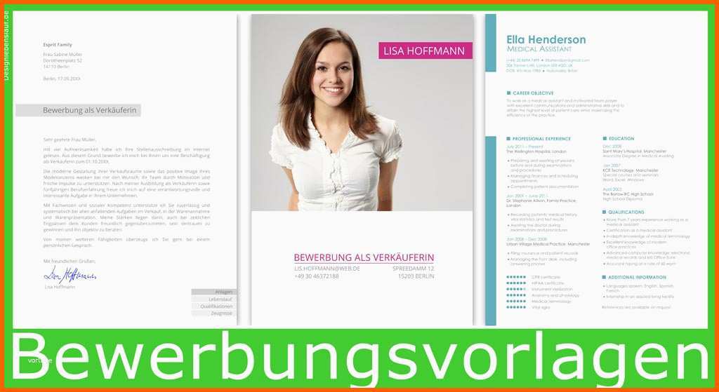 Wunderschönen Muster Bewerbung Vom Designer Für Ms Word Und Wps Fice