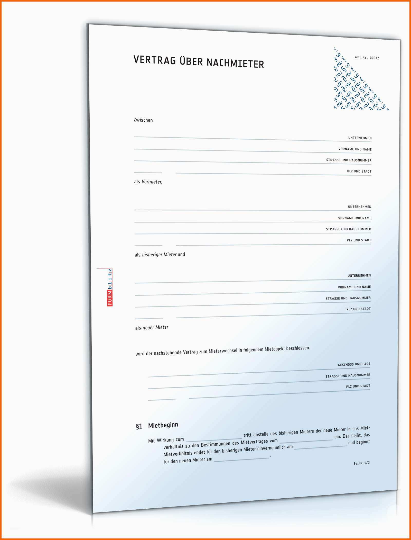 Wunderschönen Nachmietervertrag Zur Wohnungsübernahme Muster Zum Download