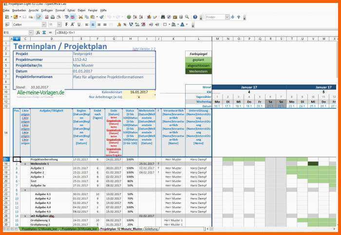 Wunderschönen Projektplan Excel Download