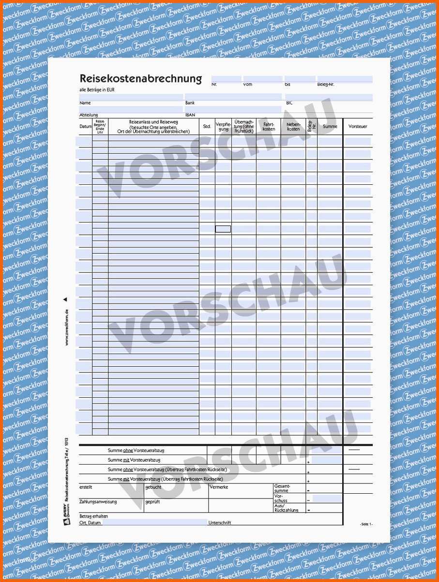 Wunderschönen Reisekostenabrechnung formular Vorlage En Zweckform