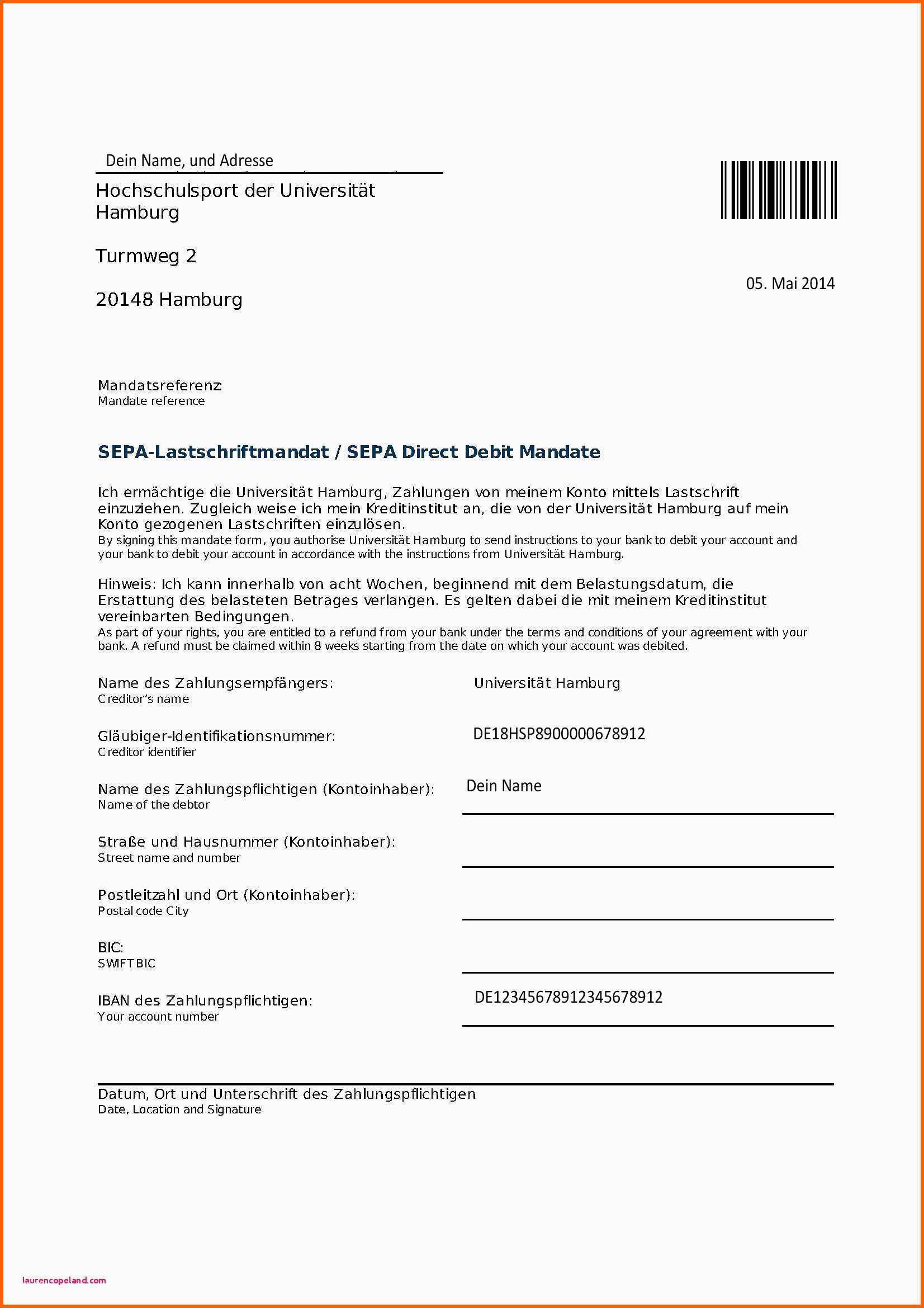 Wunderschönen Sepa Firmenlastschrift Mandat Vorlage Word Sepa