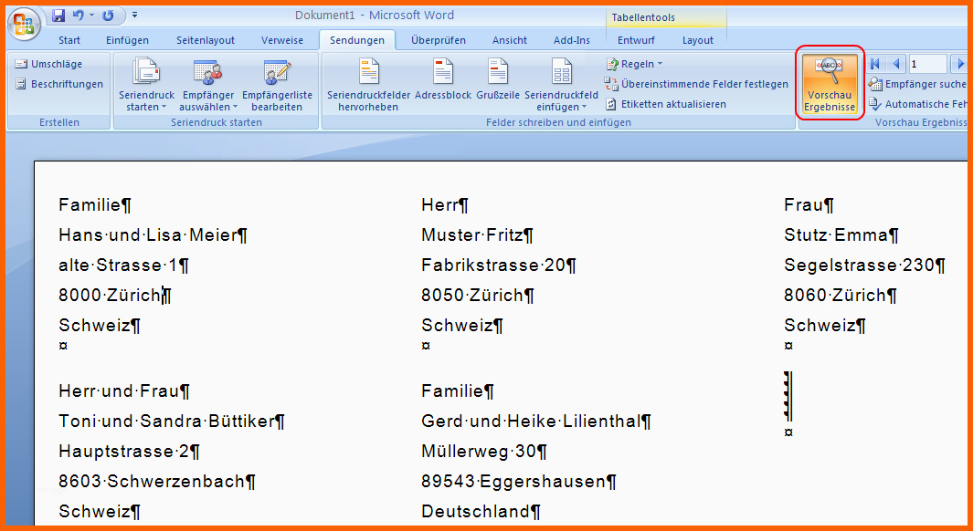 Wunderschönen Serienbrief Etiketten In Word 2007 Erstellen