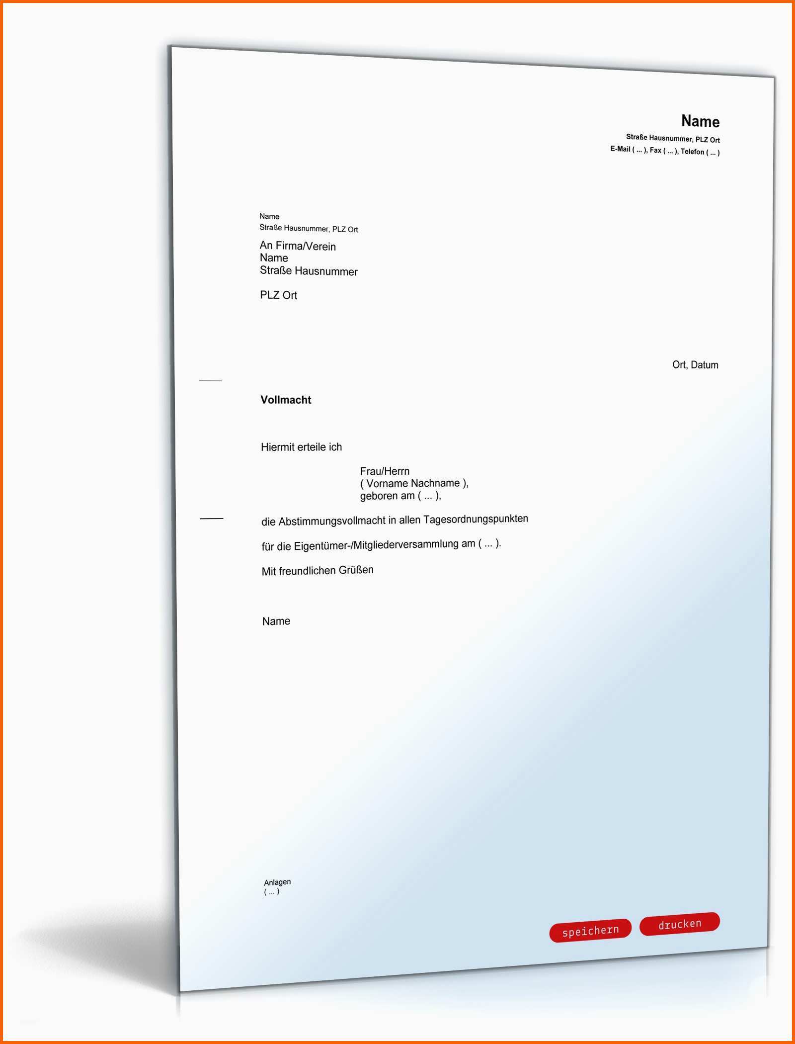 Wunderschönen Vollmacht Für Eigentümerversammlung