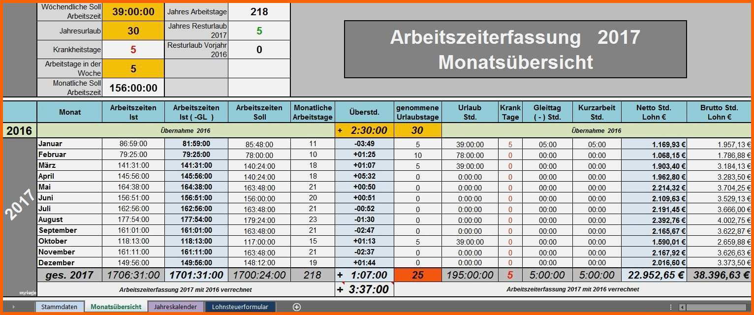 Wunderschönen Vorlage Arbeitszeiterfassung Kostenlos