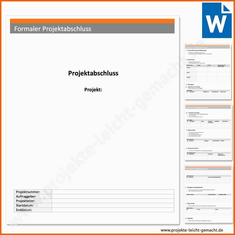 Wunderschönen Vorlage formaler Projektabschluss